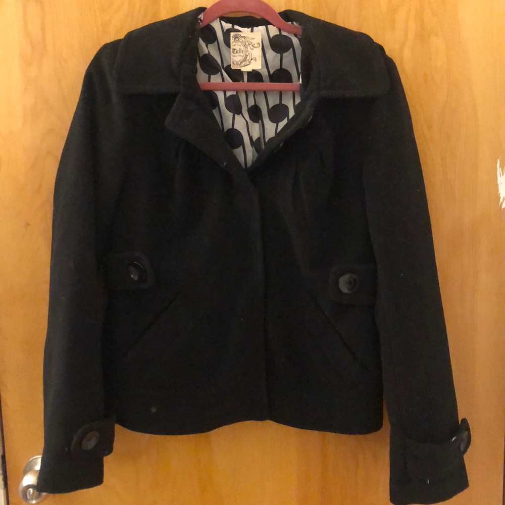 Black Tulle peacoat with hood